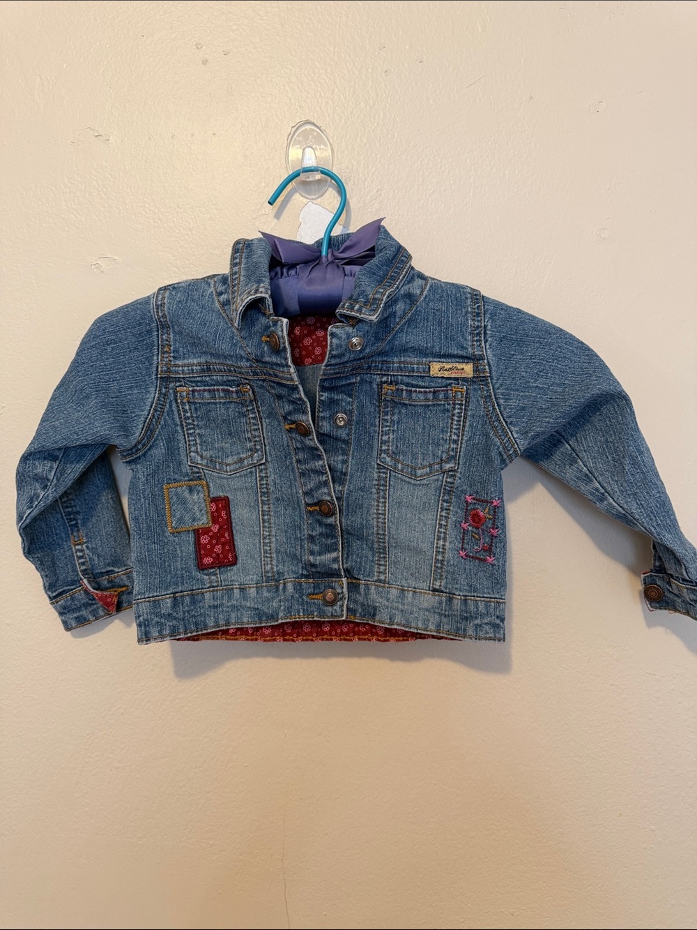 Girls Light Blue Denim Jacket with Embroidered Patch Details